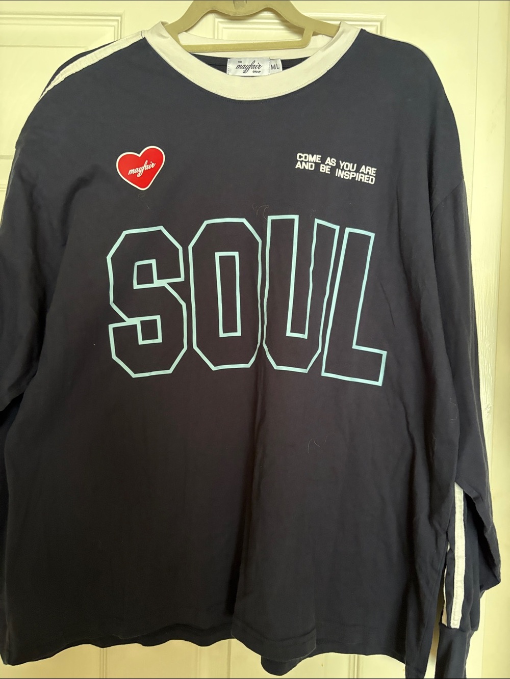mayfair Navy 'SOUL' Graphic Long Sleeve Tee